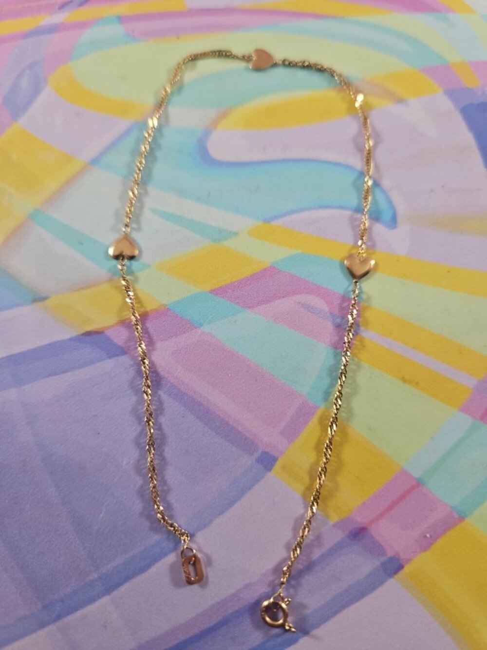 Aurafin 14k Yellow Gold Heart Design Chain Link Bracelet, 9.25'' READ